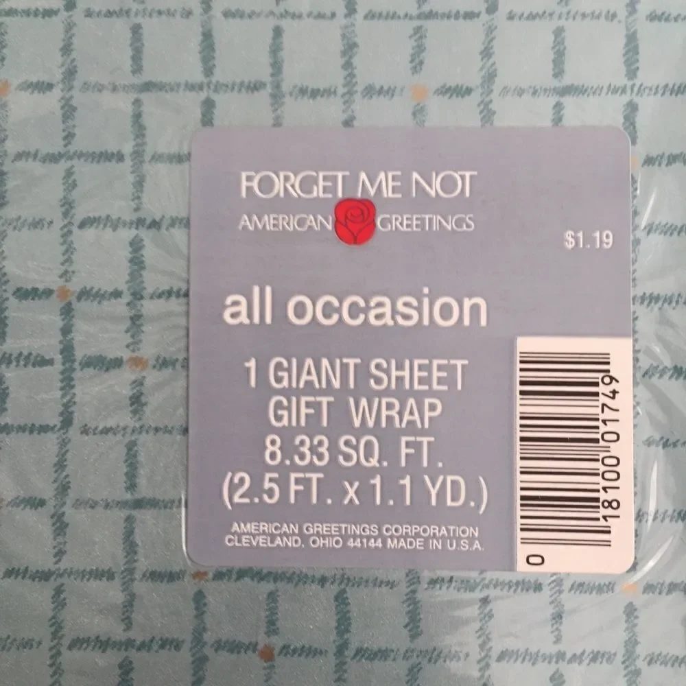 Vintage Forget Me Not American Greetings All Occasion Giant Sheet Gift Wrap